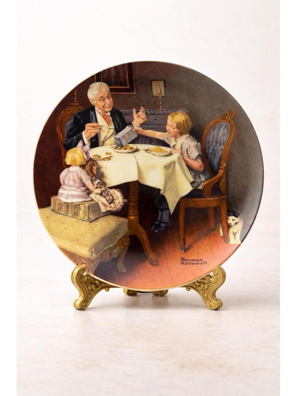 Knowles Norman Rockwell 1980s The Gourmet Heritage Collector Plate, 8.5”